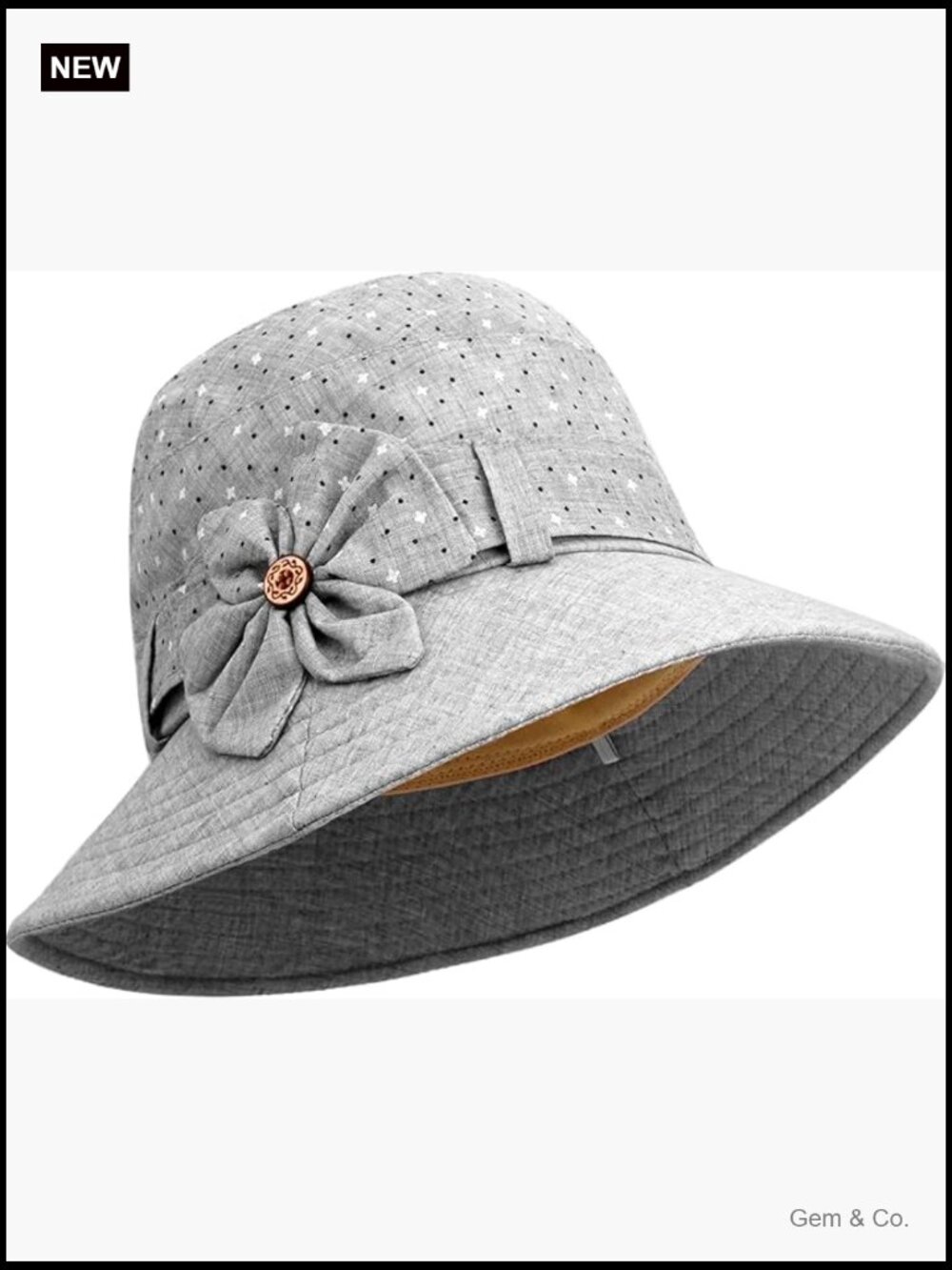 Vintage Floral Bucket Hat with Star Accents Foldable Travel